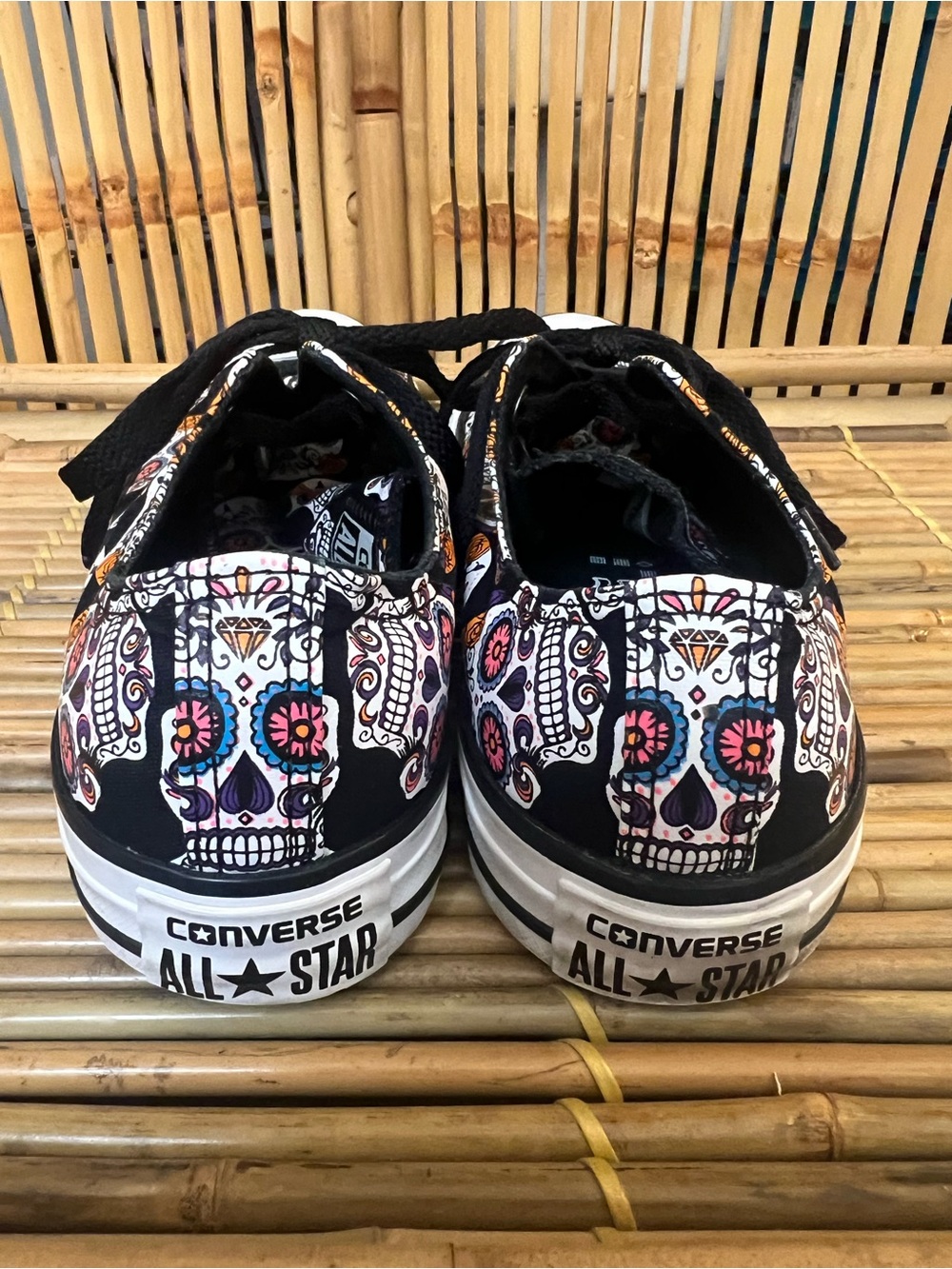 Converse Black Floral Sugar Skull High-Top Sneakers - Picture 3 of 5
